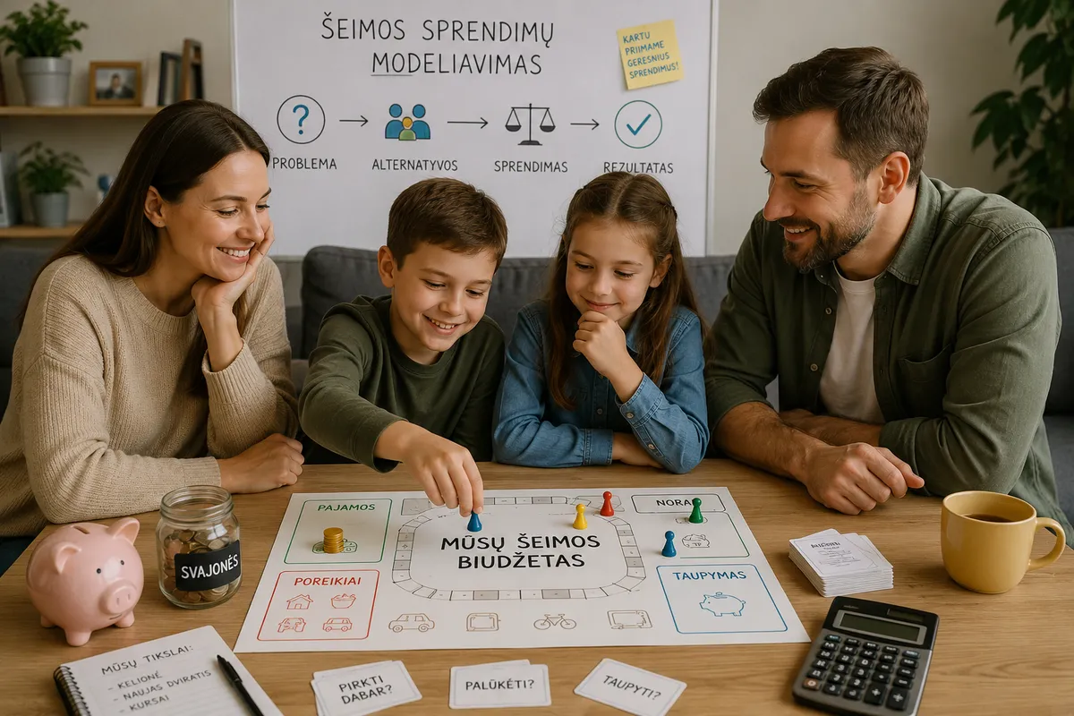 Kaip ugdyti vaikų finansinį atsparumą: šeimos sprendimų modeliavimas